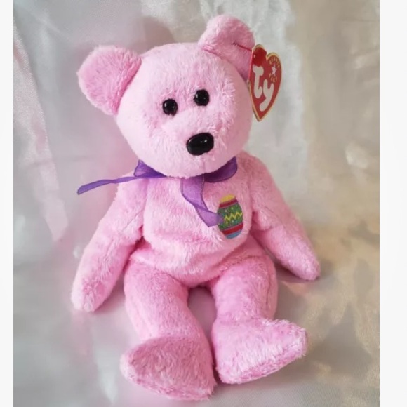 EGGS pink Bear, TY Beanie Babies, Easter Egg emblem, Authentic, Y2K, 2000 - Picture 2 of 8